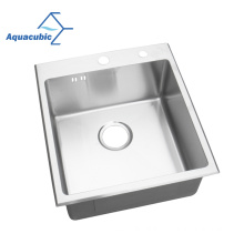 Aquacubic Single Bowl Undermount Man-Made Stainless Steel Handmade Kitchen Sink